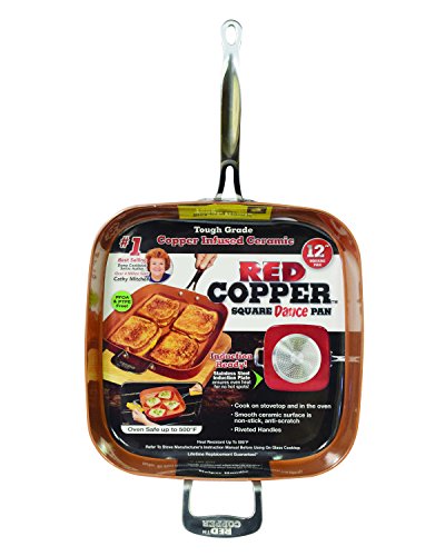 Product Cover Red Copper Cookware 12-Inch Square Frying Pan by BulbHead, Non-Stick and Scratch-Resistant