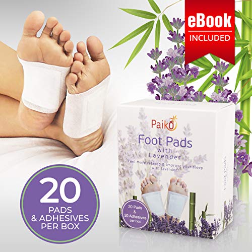 Product Cover Foot Pads Patches | Adhesive Relaxing Foot Care | Lavender Infused for a Soothing & Calming Aroma that can help Reduce Stress & Improve Sleep - 20 Pack With eBook! UPGRADED FORMULA