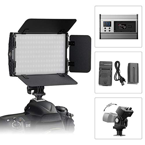 Product Cover Video Fill Light, Tolifo DSLR Light PT-15B-II Kit Including Bi-Color Metal LED Light with Barn Doors, Hotshoe, 2200mAh Rechargeable Battery for Studio, YouTube, Product Photography, Video Shooting