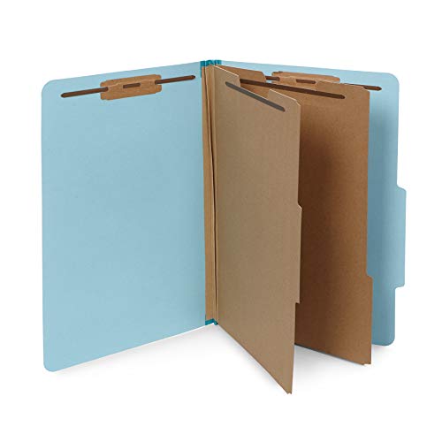 Product Cover 10 Blue Legal Size Classification Folders - 2 Divider 2 Inch Tyvek expansions - Durable 2 Prongs Designed to Organize Standard Law Client Files, Office Reports - Legal Size, 8 3/4 x 14 3/4, 10 Folders