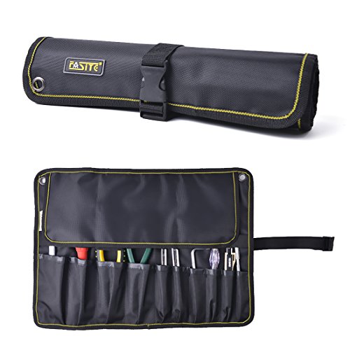 Product Cover FASITE 10 Pockets Tool Roll Wrench Pouch Organizer New Version (New black)
