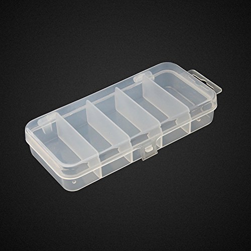 Product Cover HONBAY 2PCS 5x2.4x1Inch Small 5 Grid Clear Visible Plastic Fishing Tackle Accessory Box Fishing Lure Bait Hooks Storage Box Case Container Jewelry Making Findings Organizer Box Storage Container Case