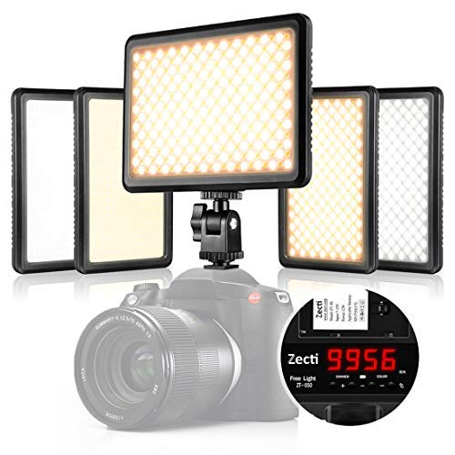 Product Cover Led Video Light, Zecti 216 LED Low Beam and High Beam Dimmable Led Camera Light with Adjustable Color Temperature 3200-5600K for Canon, Nikon, Pentax, Panasonic, Sony, Samsung and Other Digital SLR