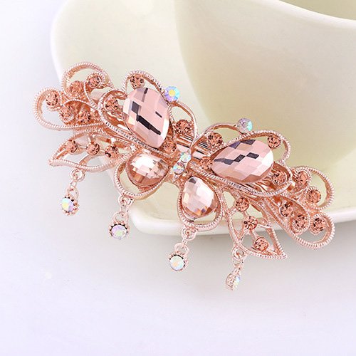 Product Cover SPHTOEO Women's Exquisite Butterfly Shaped Rhinestone Tassels Hair Barrette Clip Accessary (Rose Red)