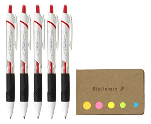 Product Cover Uni-Ball Jetstream Retractable Ballpoint Pen, Micro Point 0.5mm, Red Ink, 5-Pack, Sticky Notes Value Set