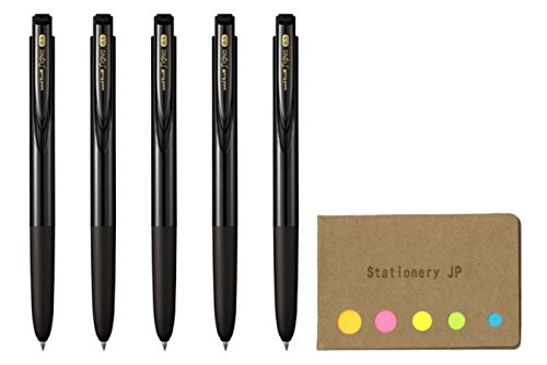 Product Cover Uni-Ball Signo RT1 Retractable Gel Ink Pen, Extra Fine Point 0.5mm, Rubber Grip, Black Ink, 5-Pack, Sticky Notes Value Set