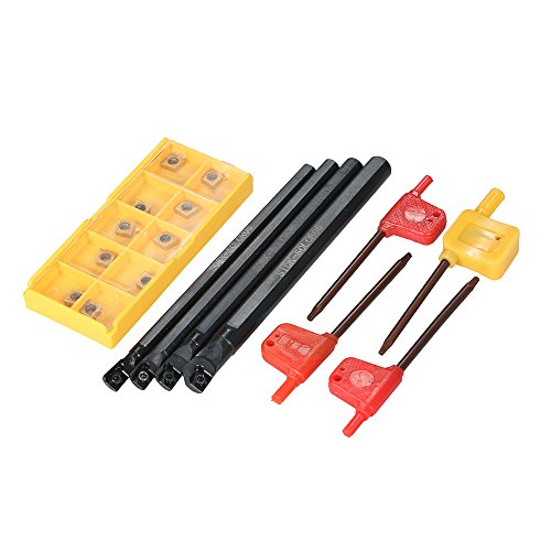 Product Cover KKmoon 10pcs/box CCMT060204-HM Carbide Inserts + 6/7/8/10mm SCLCR06 Holder Boring Bar + 4pcs Wrench CNC Lathe Turning Tool
