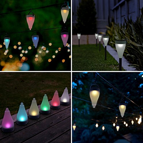 Product Cover Quace Color Changing Garden Lights 7 Colors and 3 Lighting Modes Solar Outdoor Decoration Lights Hang/Stick - Set of 3