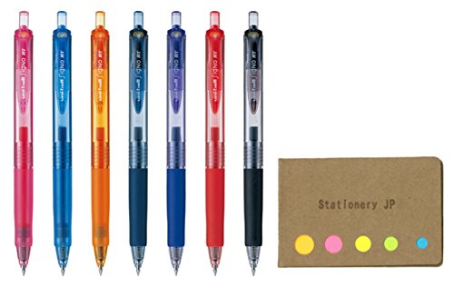 Product Cover Uni-Ball Signo RT Retractable Gel Ink Pen, Rubber Grip, Micro Point 0.38mm, 7 Color Ink, Sticky Notes Value Set