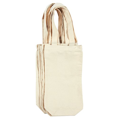 Product Cover Wine Tote Bags - 6-Pack Wine Carrying Bag Set, Ideal Bottle Gift Bags, Cotton Canvas Travel Storage Bags, Picnic Wine Accessories, Off-White - 6.5 x 12.2 x 2.8 Inches