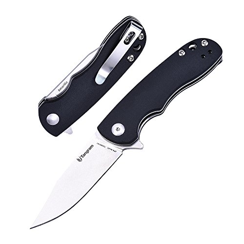 Product Cover TANGRAM Mini Pocket Knife EDC Flipper Black G10 Handle Every Day Carry for Outdoor Tactical Survival AZO Amarillo TG3001A1