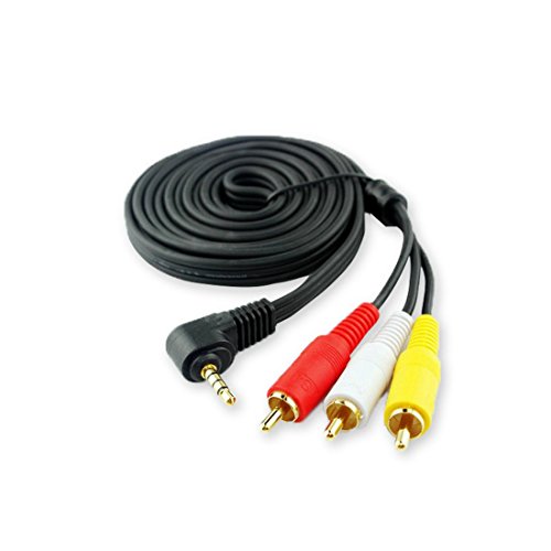 Product Cover HTTX 3.5mm Male Audio Stereo Jack to 3 RCA Female AV Camcorder Adapter Connector Extension Cable 90 Degree Angled 4 Pole 5-Feet