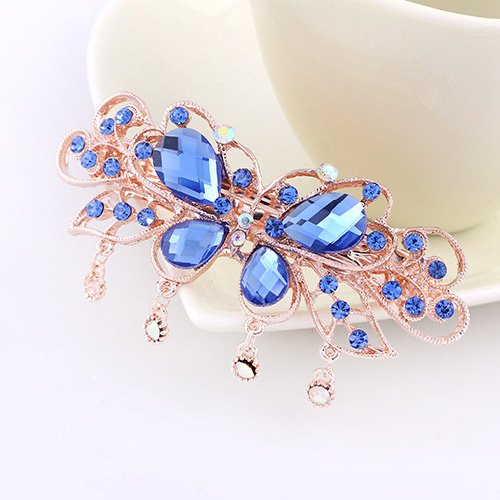 Product Cover SPHTOEO Women's Exquisite Butterfly Shaped Rhinestone Tassels Hair Barrette Clip Accessary (Blue)