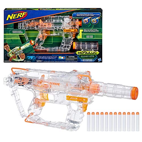 Product Cover Evader Modulus Nerf Motorized Light-Up Toy Blaster Includes 12 Official Nerf Darts, 12-Dart Clip, Light-Up Barrel Extension, Multicolor (Amazon Exclusive)
