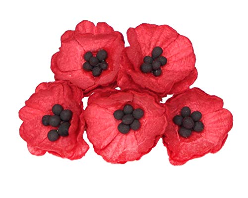 Product Cover 50 Paper Poppy Flowers for Scrapbooking, Veteran's Day Decoration by ScrapFlowers ... (Red)