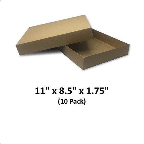 Product Cover Brown Cardboard Kraft Apparel Decorative Gift Boxes with Lids for Clothing and Gifts, 11x8.5x1.75 (10 Pack) | MagicWater Supply