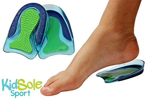 Product Cover KidSole Sport Traction Shock Absorbing Lightweight Gel Heel Cups For Kid's With Sensitive Heels, Heel Spurs, Plantar Fasciitis, or Ankle Pain (Kid's Size 3-7) 2 Pairs, 4 Single Heelcups