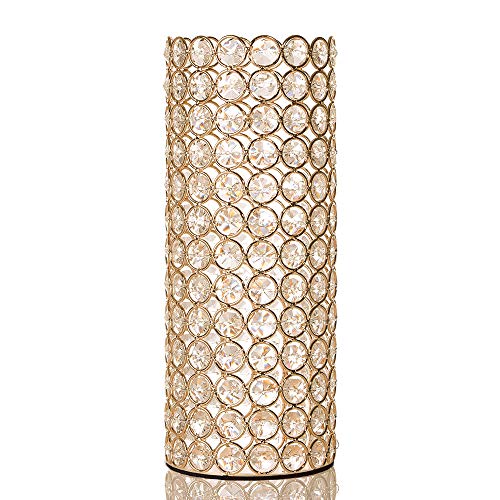 Product Cover VINCIGANT Gold Crystal Cylinder Flower Vase for Christmas Wedding Holiday Table Centerpieces