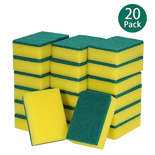 Product Cover esonmus 20 Pack Multi-Use Heavy Duty Scrub Sponge Extra Thin Magic Cleaning Sponges Eraser Sponge for Kitchen Bathroom Furniture Leather Car & Steel