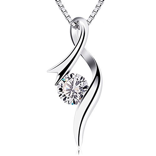 Product Cover B.Catcher Necklaces Silver Womens Cubic Zirconia Twist Heart Pendant with Chain Gemini