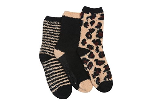 Product Cover Tipi Toe Women's 3-Pairs Cozy Microfiber Anti-Skid Soft Fuzzy Crew Socks