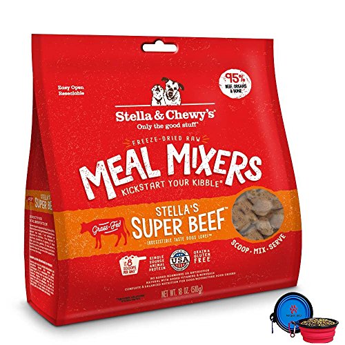 Product Cover Stella & Chewy's Freeze Dried Dog Food,Snacks Super Meal Mixers 18-Ounce Bag,Hot Spot Pets Food Bowl - Made in USA (Beef)