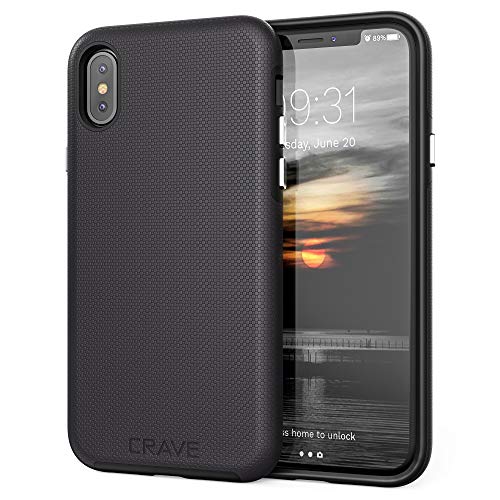 Product Cover Crave Case for iPhone Xs and iPhone X, Dual Guard Protection Series Cover for Apple iPhone X/XS (5.8 Inch) - Black