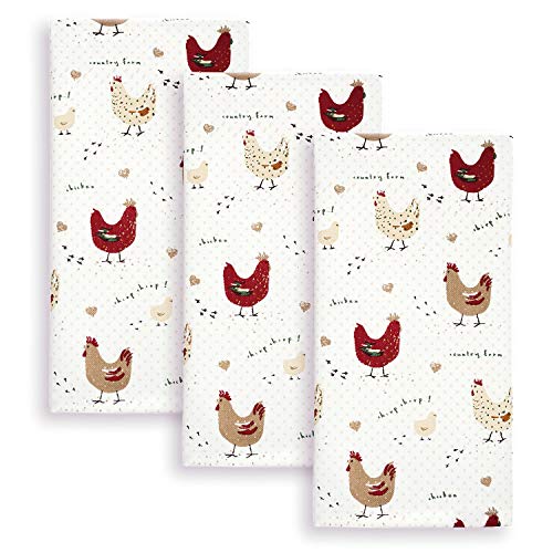 Product Cover Cackleberry Home Farmhouse Chicken Kitchen Towels 100% Cotton, Set of 3