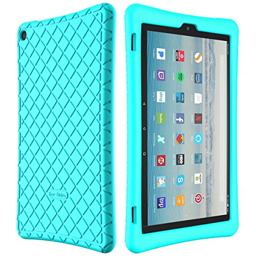 Product Cover Bear Motion Silicone Case for Fire HD 10 2017 - Anti Slip Shockproof Light Weight Kids Friendly Protective Case for All-New Fire HD 10 Tablet with Alexa (2017 Model) (Fire HD 10 2017, Green)