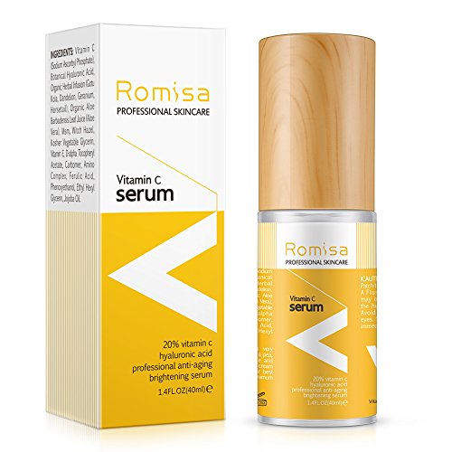 Product Cover 20% Naturals Vitamin C Serum for Face - 1.4 Fl Oz(40 ML) - Best Organic Anti-Aging Topical Facial Serum with Hyaluronic Acid and Vitamin E by ROMISA