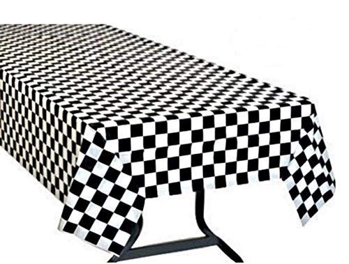 Product Cover Pack of 6 Black & White Checkered Flag Table Cover Party Favor/Checkered Tablecloth/Disposable Checkered Racing Table Cover