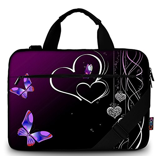 Product Cover iColor Purple Butterflies Canvas Laptop Carrying Shoulder Sleeve Case Protective Bag Briefcase Fits 11.6 12 12.9 13 13.3 Inches Laptop Ultrabook Netbook CSH-05
