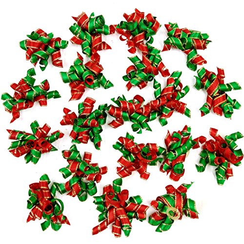 Product Cover Hixixi 20pcs/Pack Pet Dog Cat Xmas Hair Bows Puppy Grooming Bows Christmas Hair Accessories with Rubber Bands (A#)
