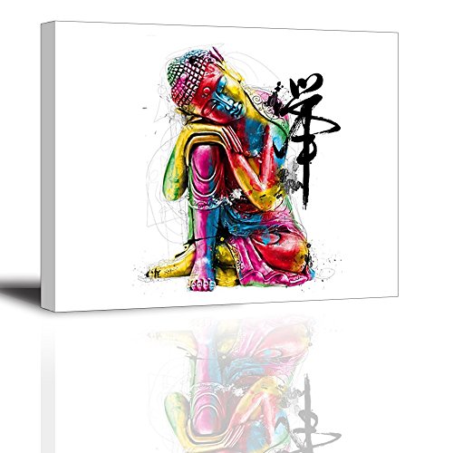 Product Cover Zen Buddha Statue Wall Art - Ready to Hang Canvas Prints for Bedroom, Waterproof, 12x16 inch