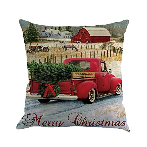 Product Cover iLH Clearance!Christmas Pillow Cases,ZYooh Tree Car Printed Linen Throw Pillow Cases Sofa Cushion Cover Home Party Decoration 18
