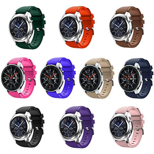 Product Cover Seinit Soft Silicone Sport Band 22mm Replacement Strap Compatible with Samsung Galaxy Watch (46mm), Gear S3 Frontier, Classic Smart Watch, 10-Pack