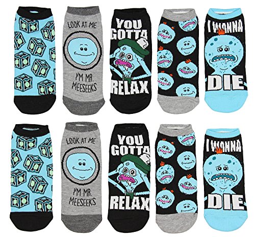 Product Cover Rick And Morty Mr. Meeseeks You Gotta Relax 5 Pack Low Cut Ankle Socks
