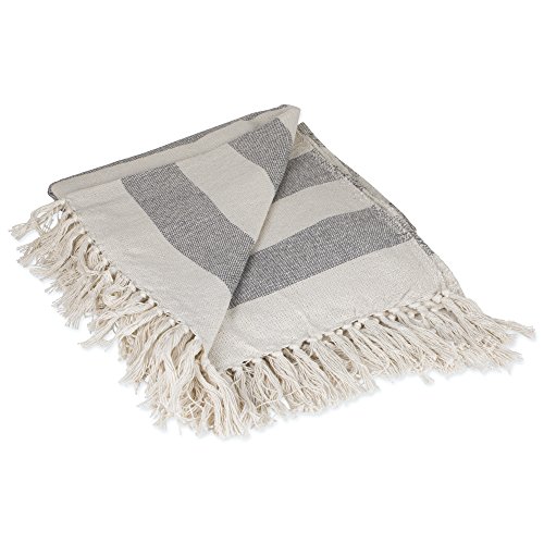 Product Cover DII Rustic Farmhouse Cotton Cabana Striped Blanket Throw with Fringe For Chair, Couch, Picnic, Camping, Beach, & Everyday Use, 50 x 60