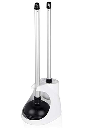 Product Cover Neiko 60167A Toilet Plunger and Brush Combo Caddy Set, Aluminum Handles | White Canister Base