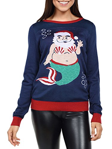Product Cover Women's Santa Mermaid Christmas Sweater - Funny Cute Ugly Christmas Sweater