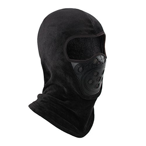 Product Cover OMECHY Balaclava Windproof Ski Mask Outdoor Cold Weather Face Mask Motorcycle Neck Warmer Tactical Hood,Black Rubber One Size