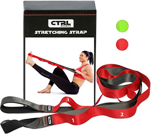 Product Cover CTRL Sports Stretching Strap with Loops for Physical Therapy, Yoga, Exercise and Flexibility - Non Elastic Fitness Stretch Band + Exercise Instructions & Carry Bag