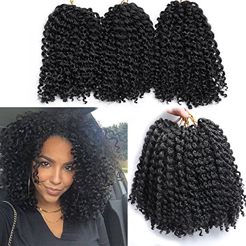 Product Cover 6 Small Bundles Marlybob Crochet Hair Afro Kinky Curly Hair Crochet Braids Curly Crochet Braiding Hair Synthetic Hair Extension (1B#)