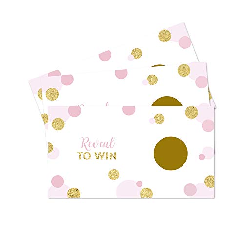 Product Cover Pink and Gold Scratch Off Game Cards (28 pc.) Baby Shower Wedding Party Raffles