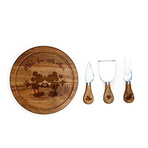 Product Cover Disney Classics Mickey and Minnie Mouse Brie Acacia Wood Cheese Board Set with Cheese Tools