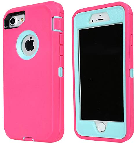 Product Cover Annymall Case Compatible for iPhone 8 & iPhone 7, Heavy Duty [with Kickstand] [Built-in Screen Protector] Tough 4 in1 Rugged Shorkproof Cover for Apple iPhone 7 / iPhone 8 (Pink)