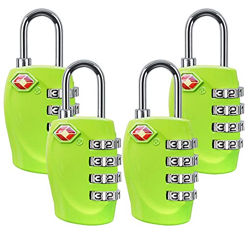 Product Cover 4 Dial Digit TSA Approved Travel Luggage Locks Combination for Suitcases (Green-4pack)