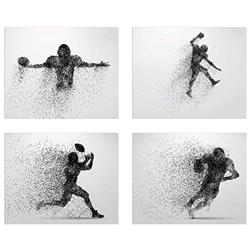 Product Cover Summit Designs Football Wall Decor Art Prints - Particle Silhouette - Set of 4 (8x10) Poster Photos - Man Cave, Bedroom Decor