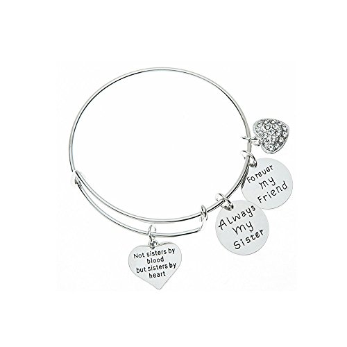 Product Cover Infinity Collection Best Friends Bracelets- Not Sisters by Blood But Sisters by Heart Bracelet- Always My Sister, Forever My Friend Jewelry- Gift for Friends