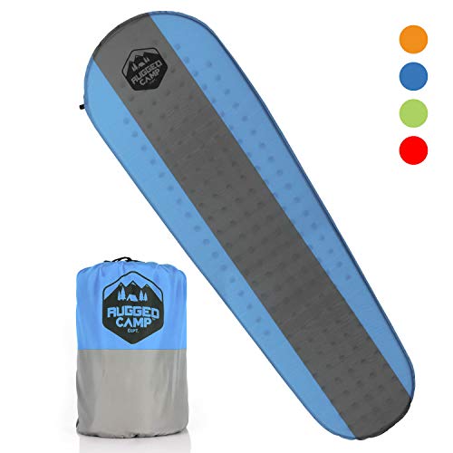 Product Cover Rugged Camp Self Inflating Sleeping Pad - Sleep Comfortably in The Outdoors - Camping Gear and Accessories for Hiking, Backpacking, Travel - Lightweight and Compact Camping Mat (Blue)